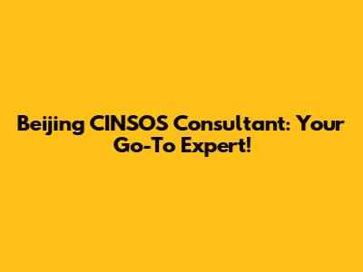Beijing CINSOS Consultant: Your Go-To Expert!