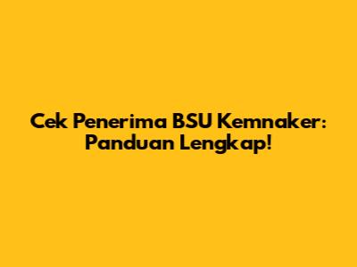 Cek Penerima BSU Kemnaker: Panduan Lengkap!