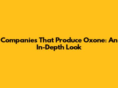 Companies That Produce Oxone: An In-Depth Look