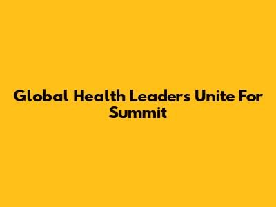 Global Health Leaders Unite For Summit