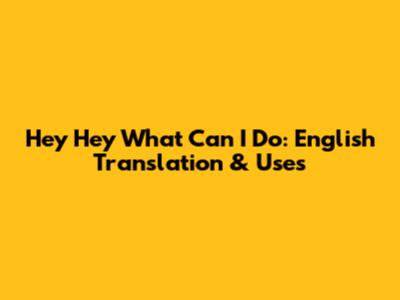 Hey Hey What Can I Do: English Translation & Uses