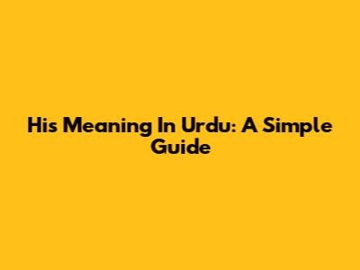 His Meaning In Urdu: A Simple Guide