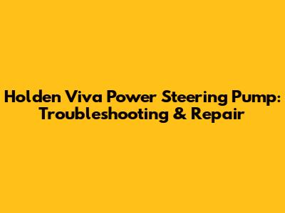 Holden Viva Power Steering Pump: Troubleshooting & Repair