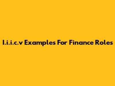 I.i.i.c.v Examples For Finance Roles
