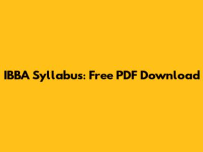 IBBA Syllabus: Free PDF Download