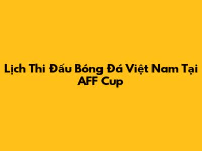 Lịch Thi Đấu Bóng Đá Việt Nam Tại AFF Cup
