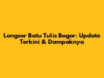 Longsor Batu Tulis Bogor: Update Terkini & Dampaknya