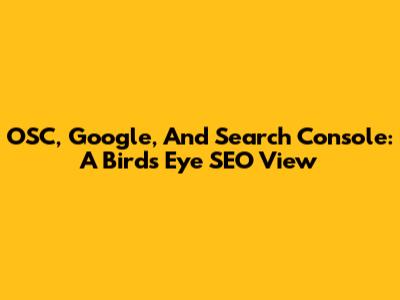 OSC, Google, And Search Console: A Bird's Eye SEO View