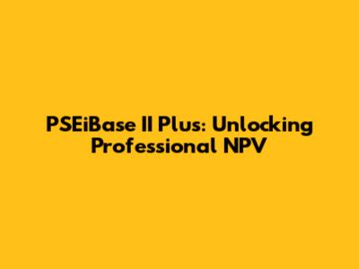 PSEiBase II Plus: Unlocking Professional NPV