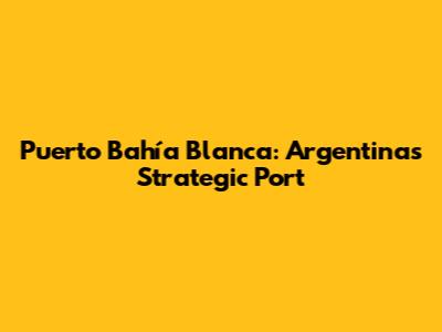 Puerto Bahía Blanca: Argentina's Strategic Port