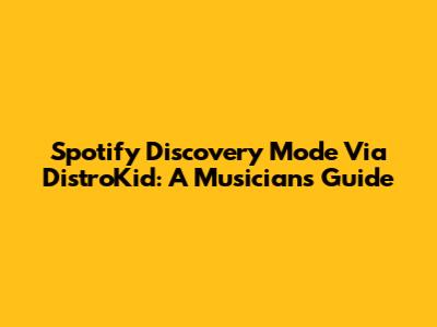 Spotify Discovery Mode Via DistroKid: A Musician's Guide