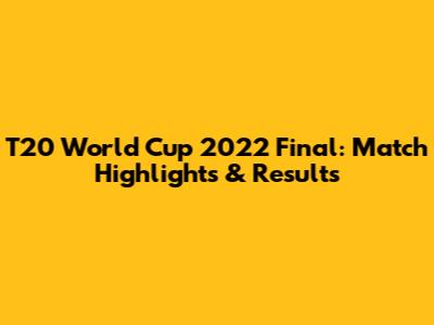 T20 World Cup 2022 Final: Match Highlights & Results