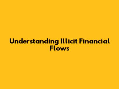 Understanding Illicit Financial Flows