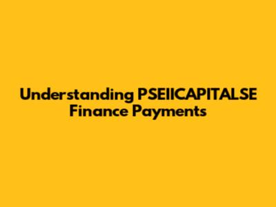 Understanding PSEIICAPITALSE Finance Payments