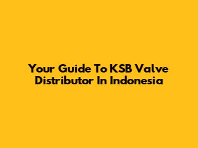 Your Guide To KSB Valve Distributor In Indonesia