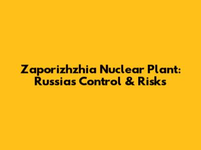 Zaporizhzhia Nuclear Plant: Russia's Control & Risks